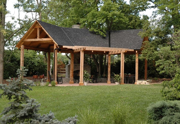 shelter with wood burning fireplace