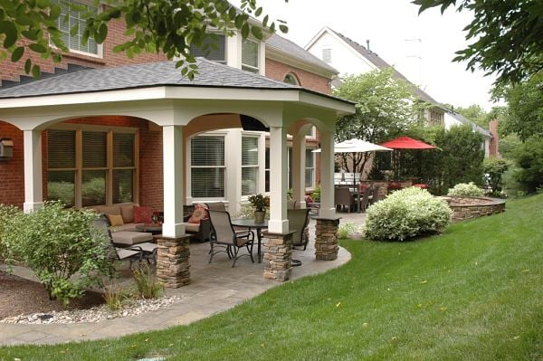 outdoor living room and open patio cooking area