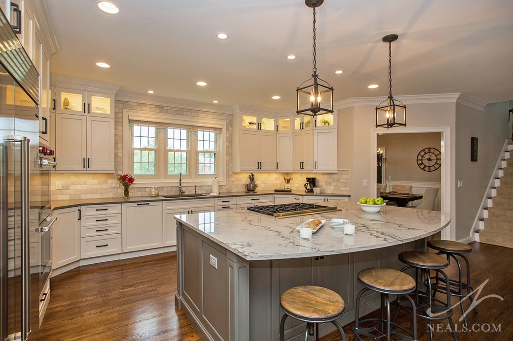 The lighting scheme in this Loveland kitchen provides task, ambient, and mood options for any need.