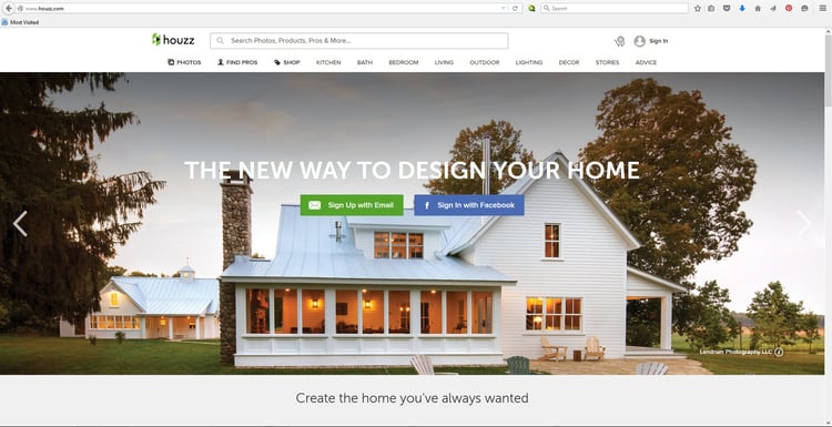 Houzz Home Page
