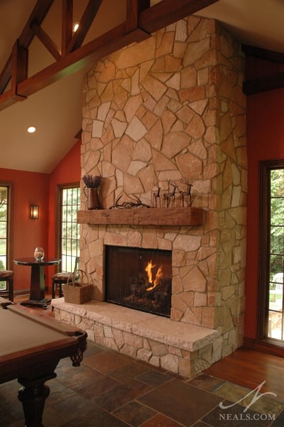 Rustic Room Addition Fireplace