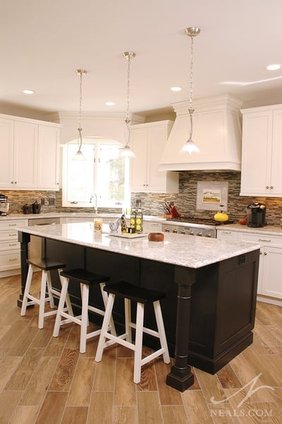 Wood-look tile in this kitchen remodel adds a warm character, but retains durability.