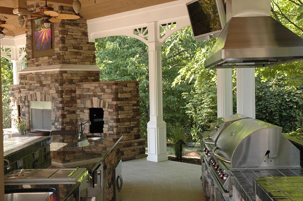 veranda with outdoor tv