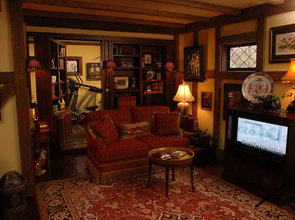 basement sitting room and hidden door
