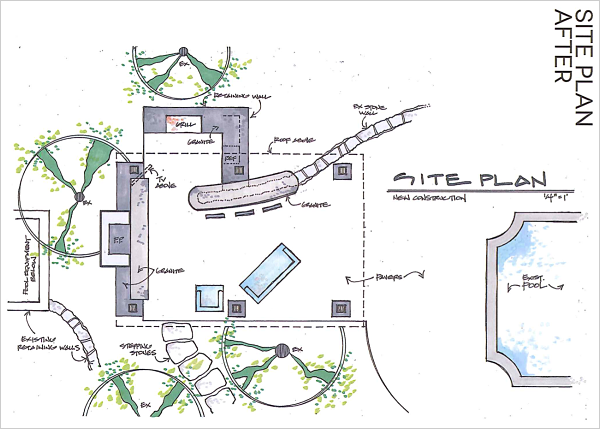 backyard poolside pavilion site plan