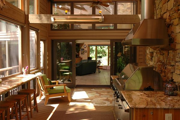 porch addition with grill and granite counters