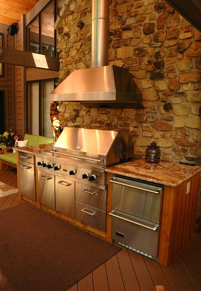 porch with outdoor kitchen storage