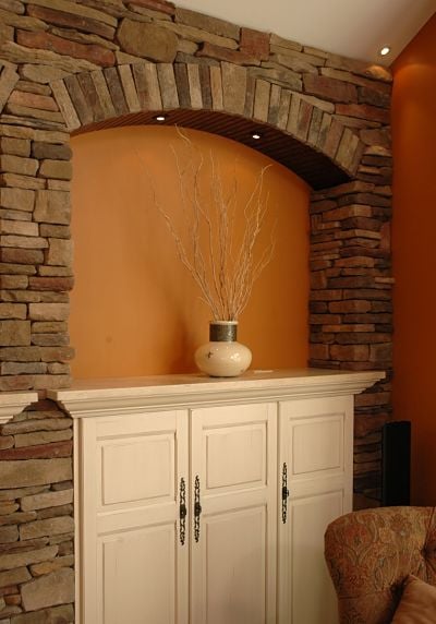 ledgestone wall niche