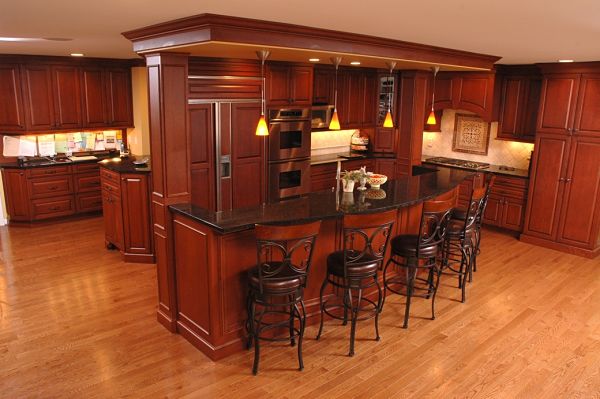 kitchen addition with tiered island