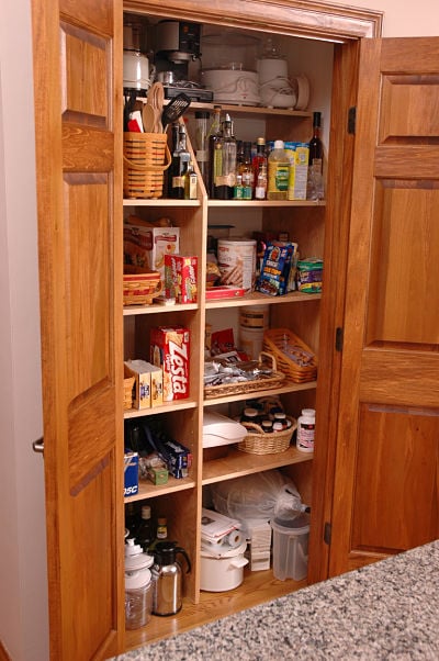 kitchen pantry with adjustable shelving