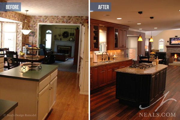 open kitchen before after