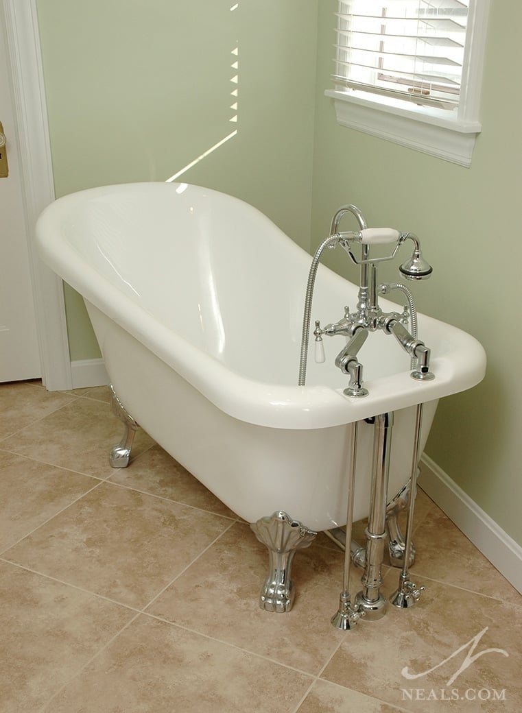 This clawfoot tub beautifully showcases the distinctive feet that gives the tub its name.
