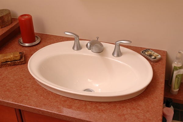 black above counter bathroom sink combo