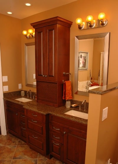 transitional bath cabinetry