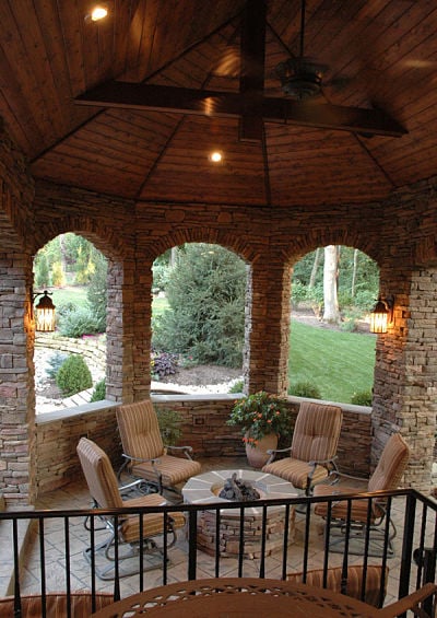outdoor room with gas firepit seating area
