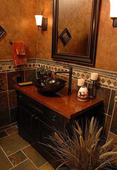 Half Bath with Wall and Floor Tile