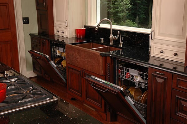 Kitchen with two dishwashers
