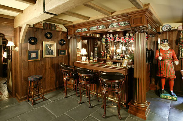 English pub basement remodel