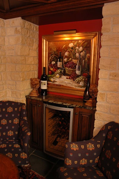 wine bar with artwork display