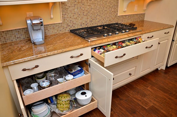 kitchen cabinet with slide out shelves