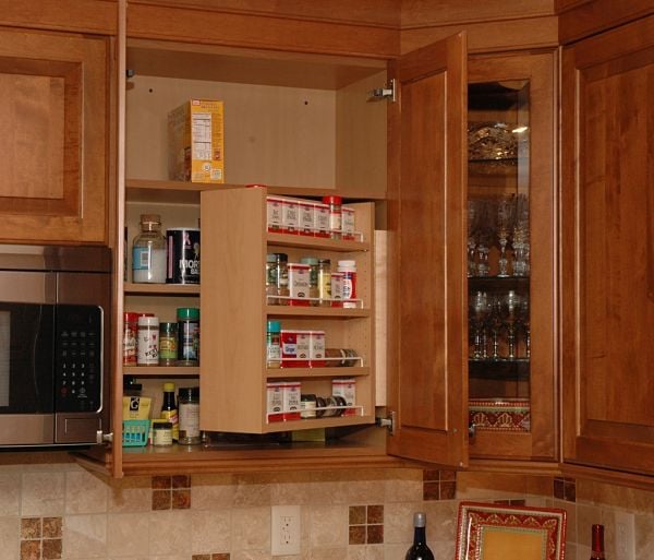 hinged kitchen storage shelf