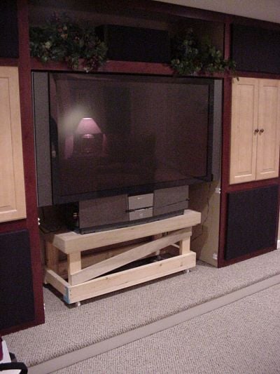 custom media center cabinets with panel removed