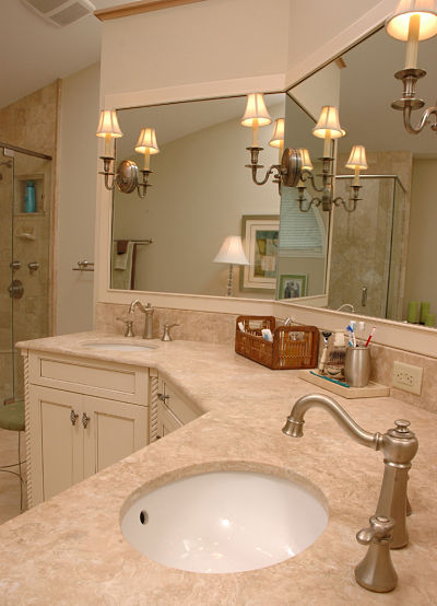 bathroom vanity with uplight sconces