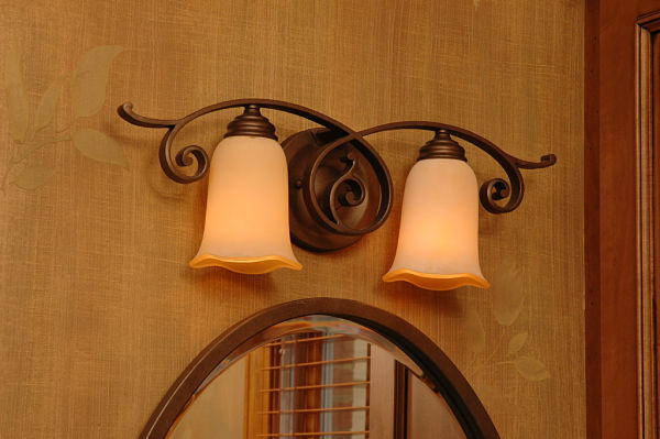 matching bathroom light fixture and mirror