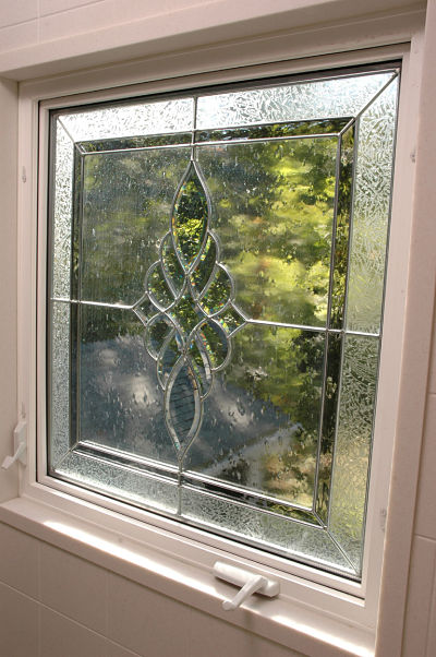 textured stain glass bathroom window