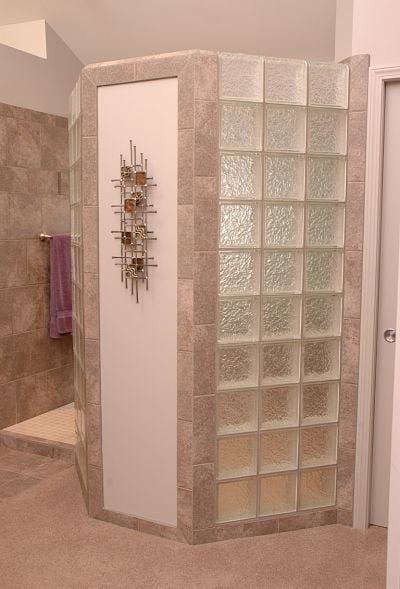 glass block walk in shower