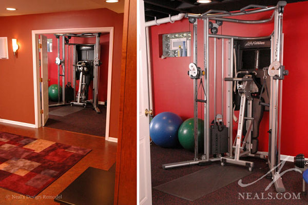 basement storage for exercise equipment