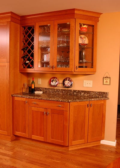 Kitchen with Glass Door Cabinets