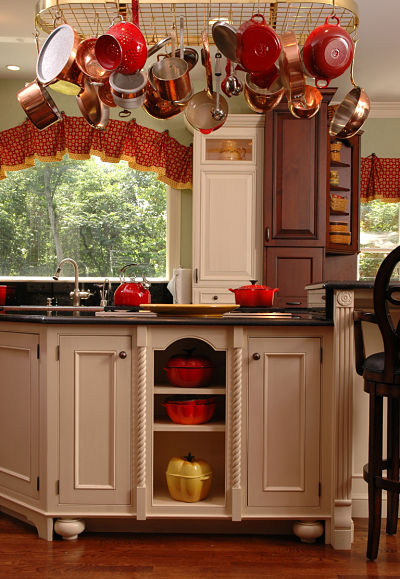 Kitchen with Hanging Storage Over Island