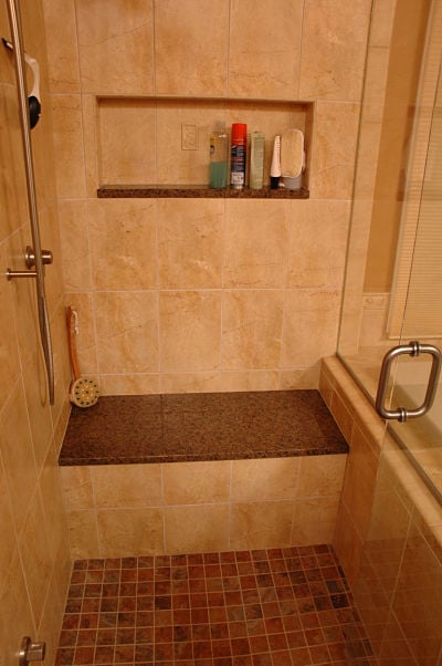 shower with bench and niche