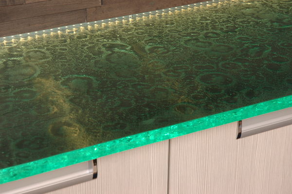 Neals showroom glass counter with LED lights