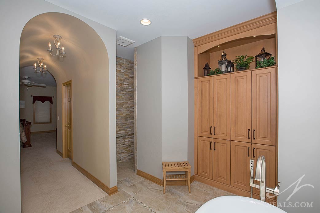 recessed cabinets in the bathroom