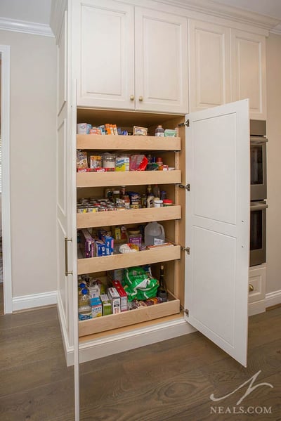 kitchen pantry in a tall cabinet