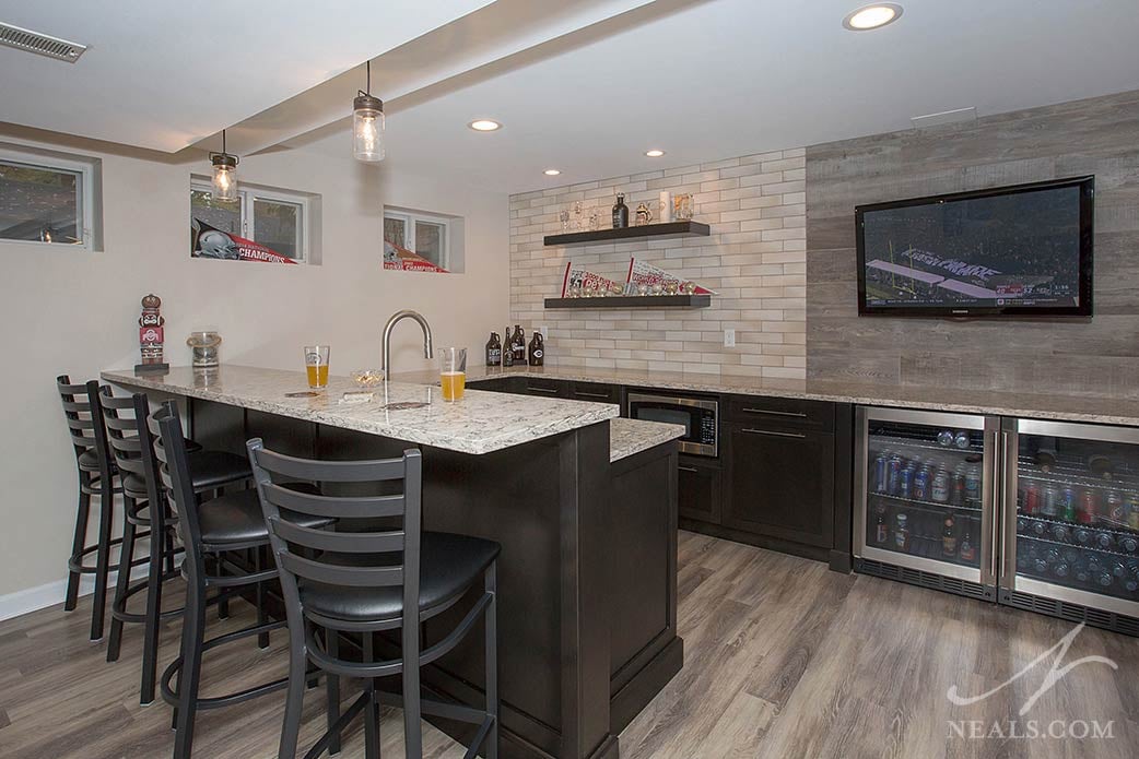 beverage storage in lower level bar