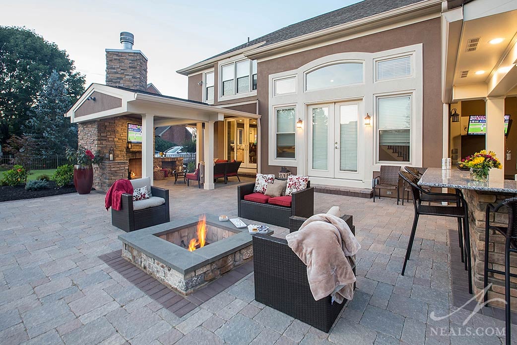 Courtyard between two structures in a Sycamore Township project.