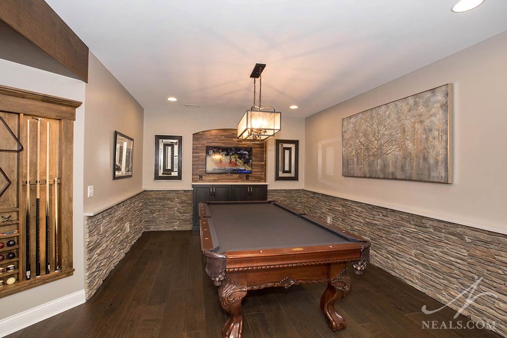 billiard room in basement