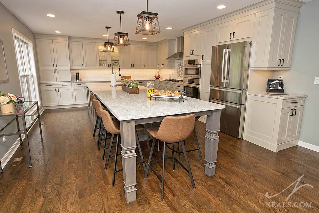 kitchen island with furniture-style legs
