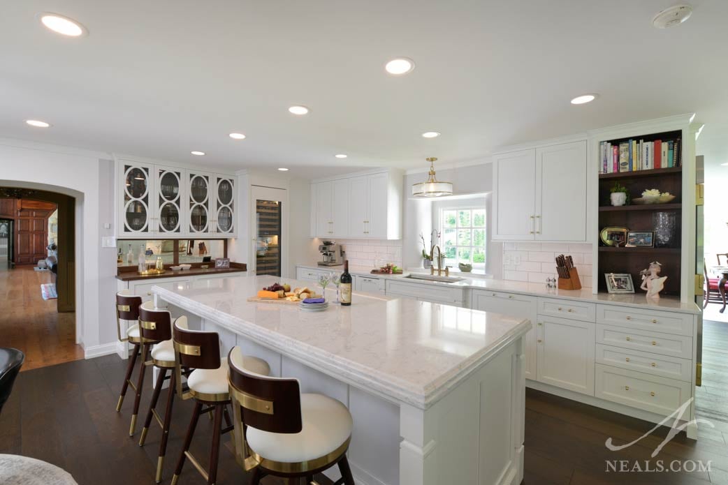 marble look counters in the kitchen