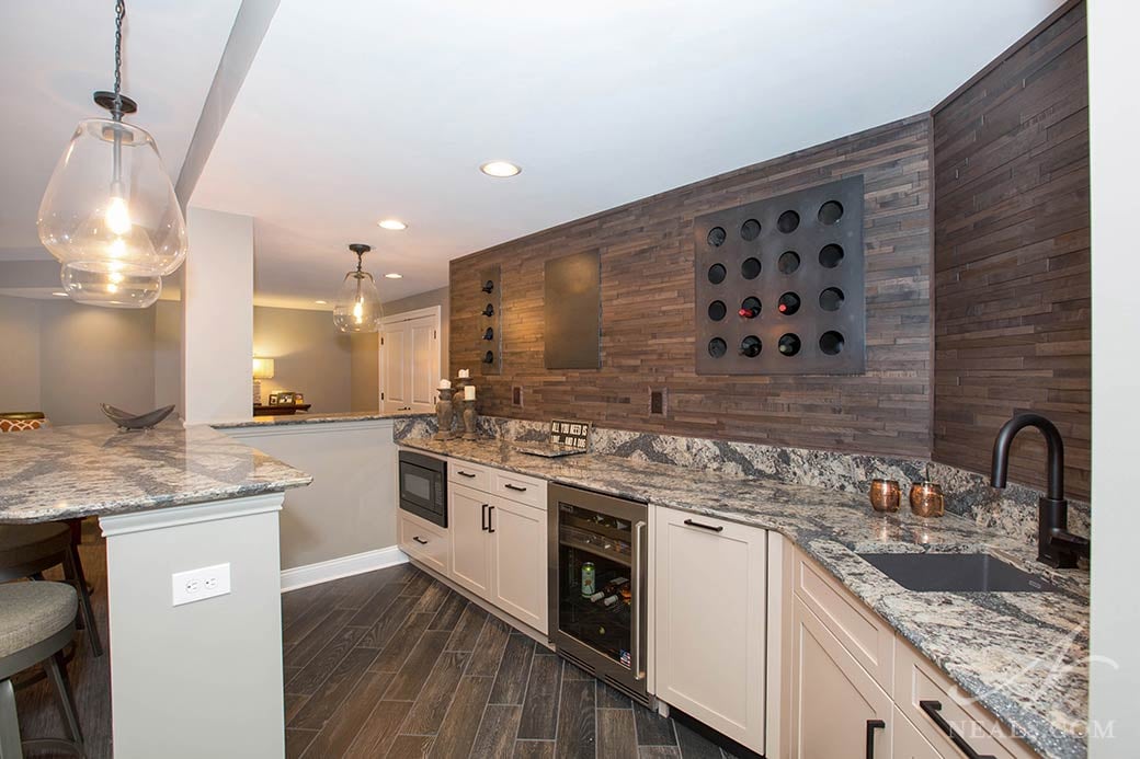 wood wall covering in basement