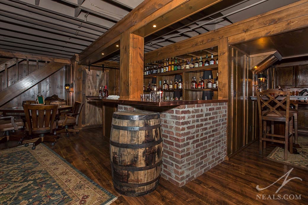 saloon themed basement bar