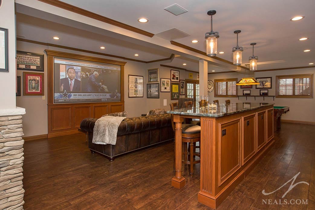 sports bar style basement