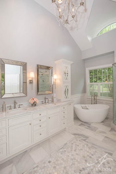 marble tile inlay detail in Indian Hill bathroom