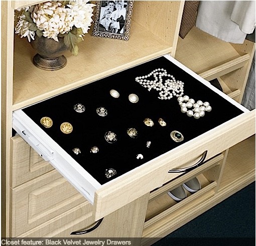 Closets by Design offers a selection of accessories, such as this velvet lined jewelry drawer, to help organize your items.