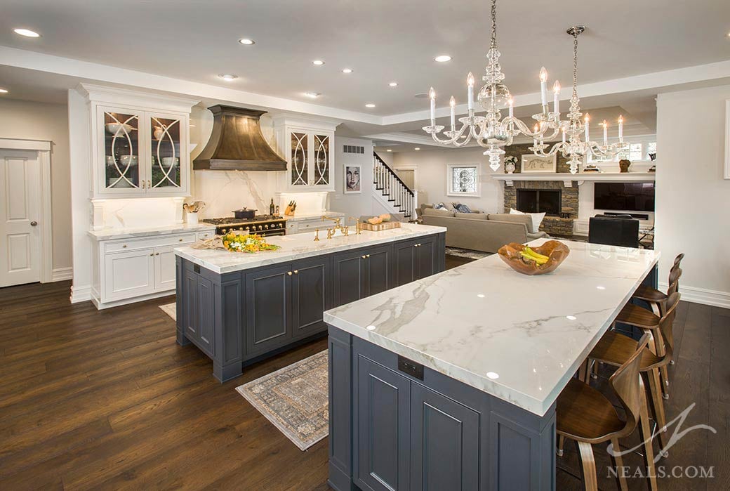 navy blue island cabinetry