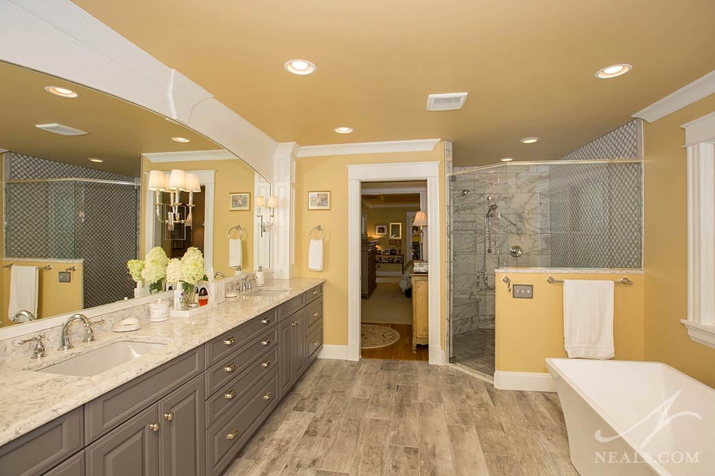 traditional master bathroom with double vanity