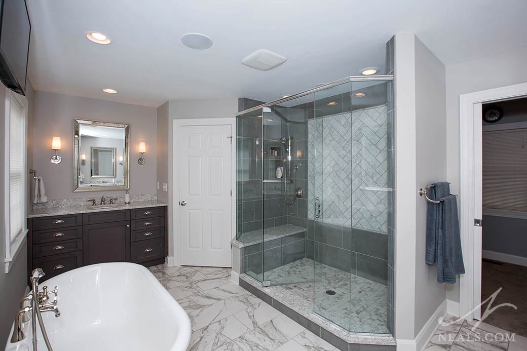 This new master bath and closet rearranged several smaller spaces in this Western Hills remodel.